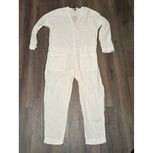 James Perse Los Angeles Jumpsuit Long Sleeve White Size 1 Utility